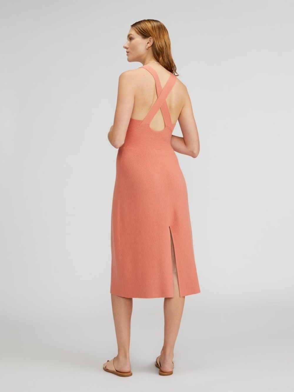 Everlane The Ribbed Cotton Cross-Back Dress, size medium